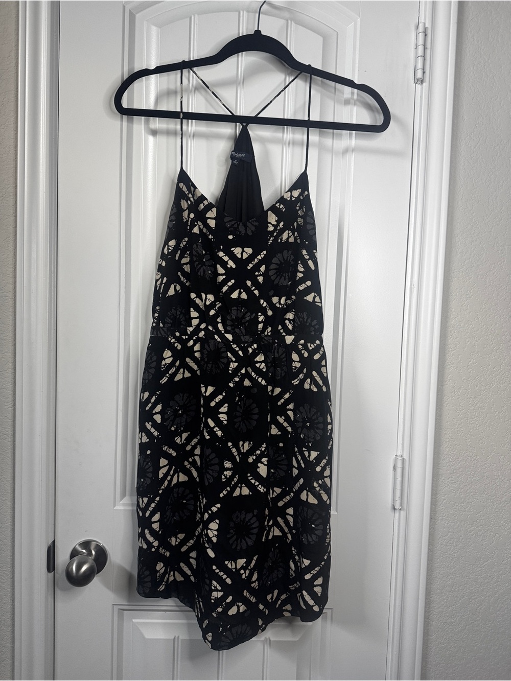 Madewell Black and Cream pattern Mini Dress artsy boho